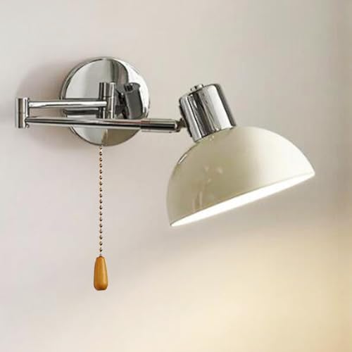 LOGT Innen Wandleuchte mit Schwenkbarem Arm Chrom Wandlampe mit Schalter Verstellbare Wandbeleuchtung Ausziehbar Lange Arm Wand Leselampe E27 Fassung für Nachttisch Schlafzimmer Wohnzimmer,A von LOGT