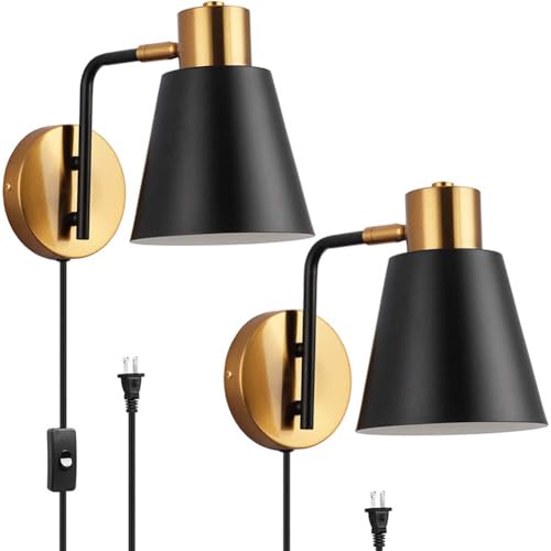 LOGT Innen Wandleuchte mit Stecker und Kabel Verstellbare Gold Wandlampe aus Metall Nachttischlampe mit Schalter Retro Industrial Wand Leselampe Antik Deko Design Wandbeleuchtung Drehbare,2 Piece LOGT Innen Wandleuchte mit Stecker und Kabel Verstellbare Gold Wandlampe aus Metall Nachttischlampe mit Schalter Retro Industrial Wand Leselampe Antik Deko Design Wandbeleuchtung Drehbare,2 Piece von LOGT