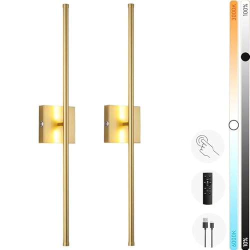 LOGT LED Akku Wandleuchte Kabellos mit Fernbedienung Innen Dimmbar Lang Wandlampe 350° Drehbare Spiegelleuchte Ohne Stromanschluss Wandbeleuchtung mit Timing USB Aufladbare Badezimmerlampe,Gold LOGT LED Akku Wandleuchte Kabellos mit Fernbedienung Innen Dimmbar Lang Wandlampe 350° Drehbare Spiegelleuchte Ohne Stromanschluss Wandbeleuchtung mit Timing USB Aufladbare Badezimmerlampe,Gold von LOGT