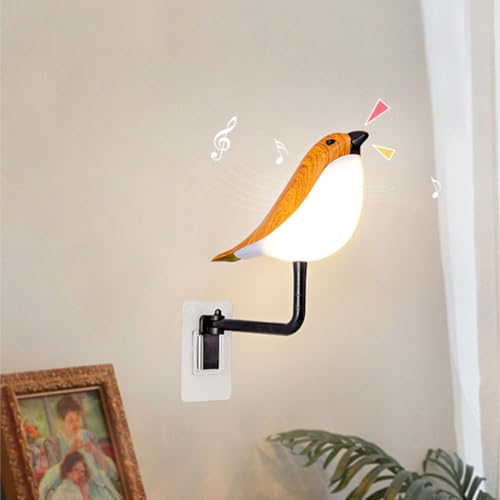 LOGT LED Akku Wandleuchte Tiere Vogel Wandlampe 180° Drehbare Kabellose Nachttischlampe mit Fernbedienung und Touch Schalter Wandbeleuchtung mit Timer Funktion und Aromatherapie Leselicht,Natural von LOGT