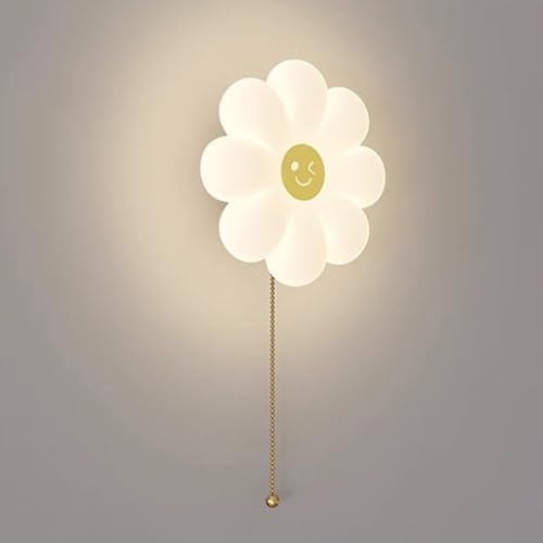 LOGT LED Blume Wandlampe Kinderzimmer mit Schalter, lnnen Wandleuchte Acryl Deko Modern Nachtlampe Junge Mädchen Nachttischleuchte 3 Helligkeitsstufen Wandbeleuchtung für Schlafzimmer Kinderzimmer von LOGT