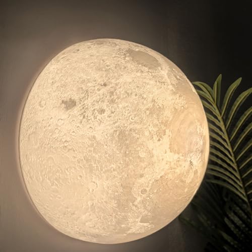 LOGT LED Mond Wandleuchte Innen Wandlampe Rund Mond Lampe Acryl Kugel Deckenleuchte 3D Drucken Mond Deckenlampe Deco Planeten Leuchte Wand für Schlafzimmer Restaurant 25/30 (cm) E27,30CM von LOGT