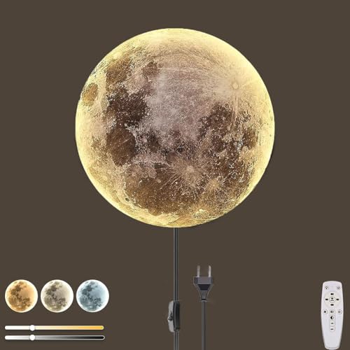 LOGT LED Mond Wandleuchte Kinderzimmer Fernbedienung Dimmbar Innen Wandlampe Schalter und Kabel Stecker Mondlampe Wand Runde Art Deco Moon Wandleuchten Mondsiche Deckenleuchten Acryl Metall,30CM LOGT LED Mond Wandleuchte Kinderzimmer Fernbedienung Dimmbar Innen Wandlampe Schalter und Kabel Stecker Mondlampe Wand Runde Art Deco Moon Wandleuchten Mondsiche Deckenleuchten Acryl Metall,30CM von LOGT