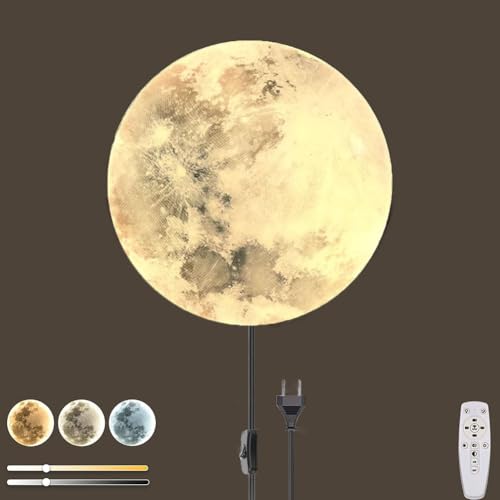 LOGT LED Mond Wandleuchte Kinderzimmer Fernbedienung Dimmbar Innen Wandlampe Schalter und Kabel Stecker Mondlampe Wand Runde Art Deco Moon Wandleuchten Mondsiche Deckenleuchten Acryl Metall,80CM LOGT LED Mond Wandleuchte Kinderzimmer Fernbedienung Dimmbar Innen Wandlampe Schalter und Kabel Stecker Mondlampe Wand Runde Art Deco Moon Wandleuchten Mondsiche Deckenleuchten Acryl Metall,80CM von LOGT