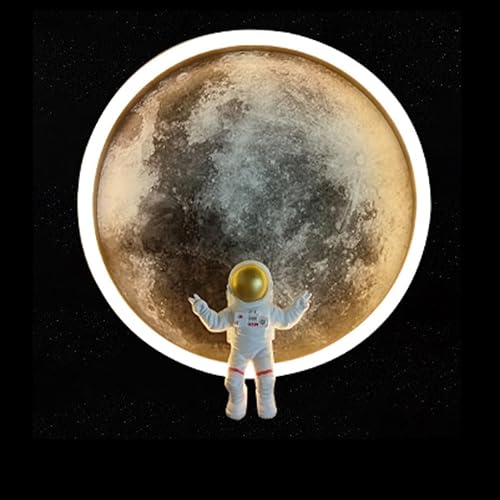 LED Mond Wandleuchte Modern Dimmbar mit Fernbedienung 3D Mond Wandlampe Astronaut Kinder Nachttischlampe Mondlampe Schlafzimmerlampe Deko Wandbeleuchtung für Kinderzimmer Wohnzimme,40cm von LOGT