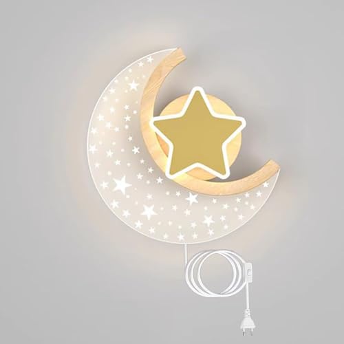 LOGT LED Mond Wandleuchte mit Stecker Kabel Schalter Bettlampe 3 Farbtemperatur 3000K/4000K/6000K Wandlampe 12W Modern Kinderzimmer Nachttischlampe Innen Dekorative Nachtlampe für Kinder Madchen Junge LOGT LED Mond Wandleuchte mit Stecker Kabel Schalter Bettlampe 3 Farbtemperatur 3000K/4000K/6000K Wandlampe 12W Modern Kinderzimmer Nachttischlampe Innen Dekorative Nachtlampe für Kinder Madchen Junge von LOGT