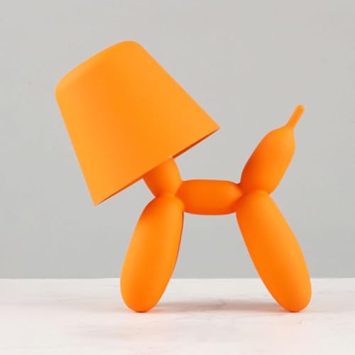 LOGT LED Nachtlicht Kreative Ballon Hund Tischlampe mit Touch Steuerung Dimmbar Nachttischlampe Akku Tischleuchte USB Kabellose Innen und Außen Deko Kinderlampe 1200mAh für Schlafzimmer,Orange von LOGT