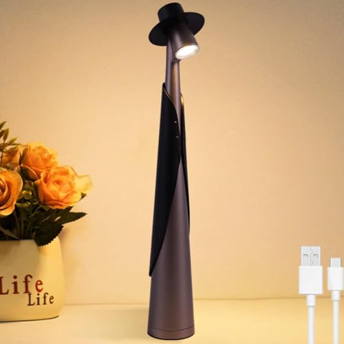 LOGT LED Tischlampe Kabellos Dimmbare mit Touch Control Lampe Tisch Leuchte Akku Aufladbar Tischleuchte mit Batterie Wiederaufladbar Schreibtischlampe Innen Tragbare Acryl Nachtlampe Design,Grau von LOGT