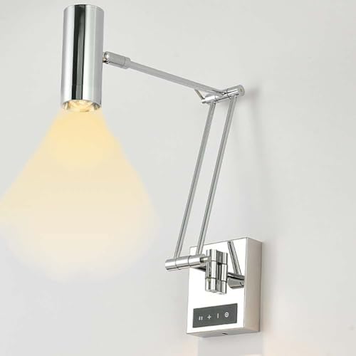 LOGT LED Verstellbar Wandleuchte mit Touch Schalter Innen Wandlampe Swing Arm Drehbar Wandspot Lange Arm Wand Leselampe Dimmbar Wandbeleuchtung Einstellbar Schwenkarm Nachttischlampe,Chrome LOGT LED Verstellbar Wandleuchte mit Touch Schalter Innen Wandlampe Swing Arm Drehbar Wandspot Lange Arm Wand Leselampe Dimmbar Wandbeleuchtung Einstellbar Schwenkarm Nachttischlampe,Chrome von LOGT