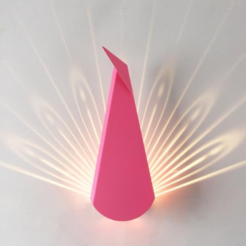 LOGT LED Wandleuchte Innen Schwarz Wandlampe mit Lichtspiel an der Wand Leuchte Innen Wandbeleuchtung mit Strahlen-Effekt Moderne Metall Dekoration Nachtlicht Stilvolle Beleuchtung Lichter,Rosa von LOGT