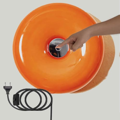 LOGT Led Wandlampe mit Kabel und Stecker, Modern Orange Donut Lamp Wall Sconces Plug Or Plug in Bedside Lamp Rund Wandlicht Dimmbar Touch Control 12W Deko Nachtlicht Glas Ring Wandleuchte,Orange von LOGT