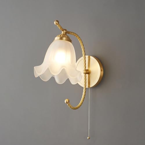 LOGT Messing Wandlampe Innen Kristall mit Schalter Wandlicht Florentiner Glas Lampenschirm Schwanenhals E14 Nachttischlampe Vintage Wandleuchte für Schlafzimmer Korridor Wohnzimmer Esszimmer Gold LOGT Messing Wandlampe Innen Kristall mit Schalter Wandlicht Florentiner Glas Lampenschirm Schwanenhals E14 Nachttischlampe Vintage Wandleuchte für Schlafzimmer Korridor Wohnzimmer Esszimmer Gold von LOGT