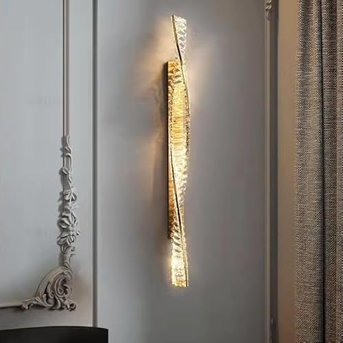 LOGT Modern Wandleuchte in Gold LED Kristall Wandlampe Innen 3 Farbtemperatur Nachttischlampe Wand Kristalllampe Wohnzimmer Wandbeleuchtung für Schlafzimmer Flur Treppen Restaurant Hotel von LOGT