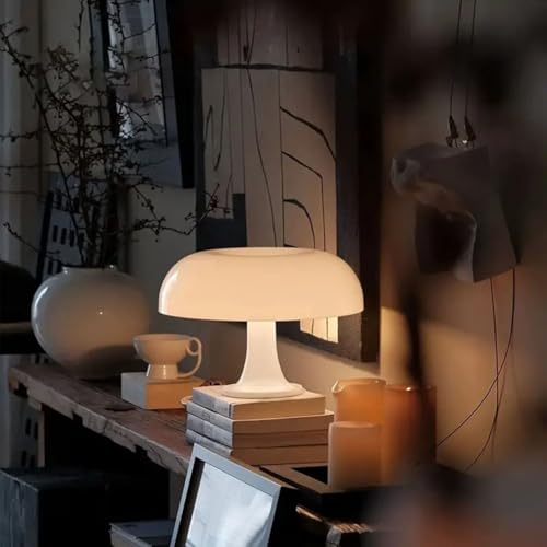 LOGT Orange Tischlampe LED Pilz Tischleuchte mit USB Kabel Nachtlicht Innen Dimmbar Nachttischlampe Moderne Beleuchtung Tischlichter Mushroom Dekoration Lampe für Schlafzimmer Wohnzimmer,Weiß von LOGT