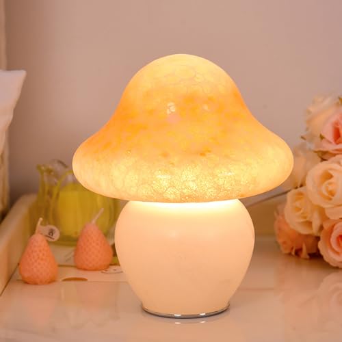 LOGT Pilz Tischlampe mit Kabel, LED Tischleuchte Dimmbar, Pilz Lampe Modern Nachttischlampe Kreativ Mushroom Lampe Leselampe Nachtlicht 3000K-6000K für Schlafzimmer, Restaurant, Hotel,A von LOGT