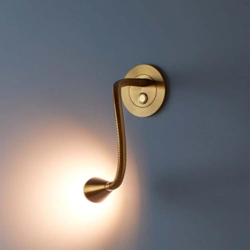 LOGT Schwanenhals Lampe Wandlampe mit Touch Schalter 360° Flexible Drehbar Wandleuchte LED Innen Wand Leselampe Wandmontage 3000K Warmweiß 210 LM Wandbeleuchtung Modern Metall für Nachttisch,Gold LOGT Schwanenhals Lampe Wandlampe mit Touch Schalter 360° Flexible Drehbar Wandleuchte LED Innen Wand Leselampe Wandmontage 3000K Warmweiß 210 LM Wandbeleuchtung Modern Metall für Nachttisch,Gold von LOGT
