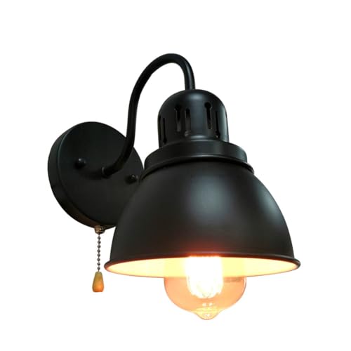 LOGT Schwarz Vintage Wandleuchte mit Schalter Innen Retro Industrie Wandleuchte Metall Antik Design Beleuchtung Wandbeleuchtung mit Zugschalter 1 Flammig für Schlafzimmer, Wohnzimmer, Treppen LOGT Schwarz Vintage Wandleuchte mit Schalter Innen Retro Industrie Wandleuchte Metall Antik Design Beleuchtung Wandbeleuchtung mit Zugschalter 1 Flammig für Schlafzimmer, Wohnzimmer, Treppen von LOGT