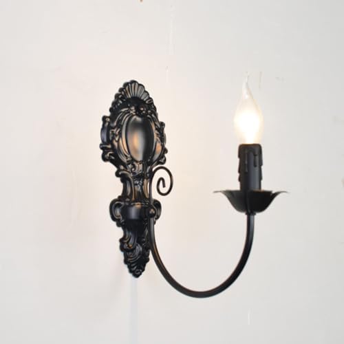 LOGT Vintage Wandlampe Innen 2 Flammig Wandleuchte Schwarze Retro Industrial Wandbeleuchtung Glas Lampenschirm Kerze Form Deko Lampen Max 40W Metall für Schlafzimmer Badezimmer Wohnzimmer,1 LOGT Vintage Wandlampe Innen 2 Flammig Wandleuchte Schwarze Retro Industrial Wandbeleuchtung Glas Lampenschirm Kerze Form Deko Lampen Max 40W Metall für Schlafzimmer Badezimmer Wohnzimmer,1 von LOGT