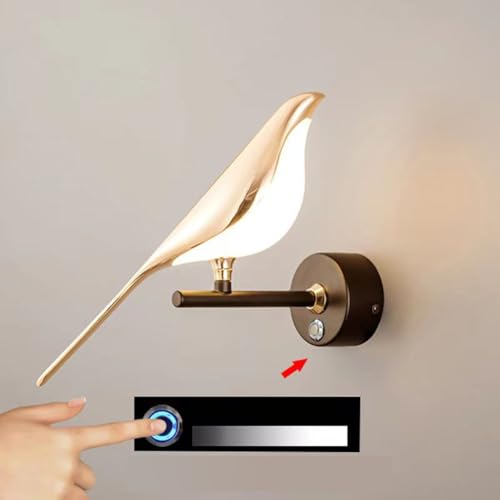 LOGT Vogel Wandleuchten Dimmbar mit Touch Schalter Wandlampen 360° Drehbarem Nachttischlampe Moderne Dekorative Bird Bettlampe LED Warm 3000K Nachtlampe für Wohnzimmer Schlafzimmer,1 von LOGT