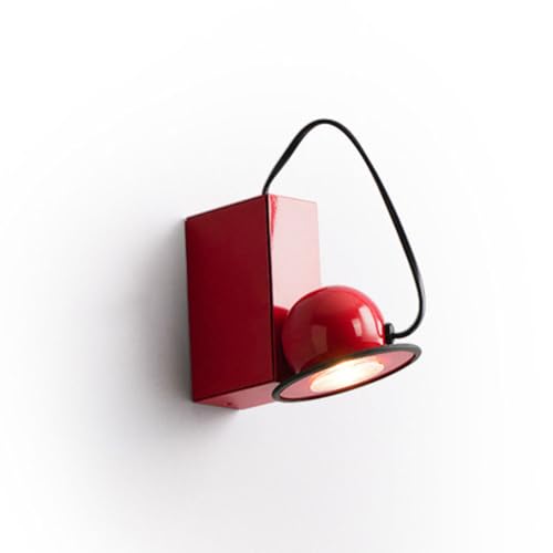 LOGT Wandlampe 360° Drehbare Magnetische Nachttischlampe 7W LED Wandbeleuchtung Innen Modern Leselampe 3000K Warmweiß Metall Wandleuchte Kinderzimmer für Schlafzimmer Wohnzimmer Flurlampe,Rot von LOGT