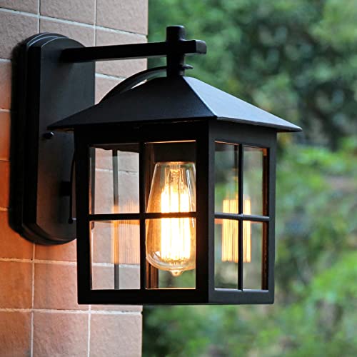 Nautische Rustikale Laterne, Schwarz Wasserdicht Retro Wandleuchte, Rustikale Wandlampe Vintage Landhaus Laterne Aluminium Glas E27 IP54 Wandbeleuchtung Schiffslampe Für Außen Hof Garten Deko von LOGT