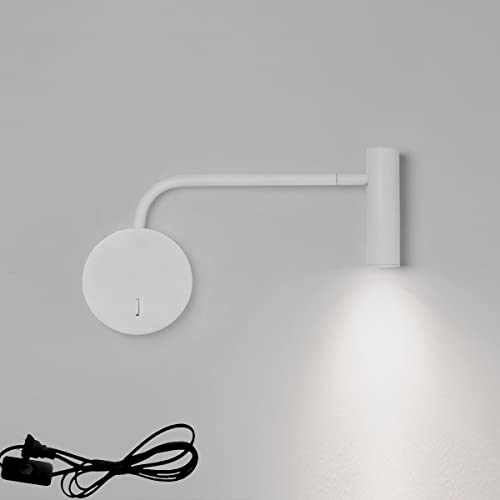 Wandlampe Innen Mit Schalter Und Stecker 3W LED Wandleuchte Mit 1.5M Kabel Verstellbar Wand Leselampe Nachttischlampe Warmweiß 3000K Wandspot Flurlampe Für Wohnzimmer Schlafzimmer Hotel Lernen Weiß Wandlampe Innen Mit Schalter Und Stecker 3W LED Wandleuchte Mit 1.5M Kabel Verstellbar Wand Leselampe Nachttischlampe Warmweiß 3000K Wandspot Flurlampe Für Wohnzimmer Schlafzimmer Hotel Lernen Weiß von LOGT