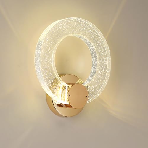 Wandleuchte Kristall Innen Gold Modern Wandlampe LED 3 Farbtemperatur Nachttischlampe 12W Rund Kreative Kristalllampe Wand Dekoration Lampe für Wohnzimmer Schlafzimmer Treppenhaus von LOGT