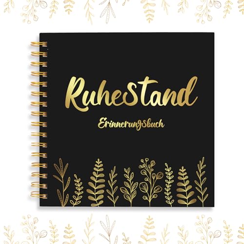 LOHAME Ruhestand Gästebuch Schwarz Gold Alles Gute Zum Ruhestand Erinnerungsbuch Abschiedsgeschenk Kollegin Rentner und Rentnerin - Geschenk für Ruheständler bei der Ruhestandsfeier von LOHAME