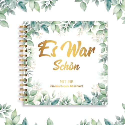 LOHAME Abschiedsbuch für Kollegen, Lehrer, Freunde - Es war schön mit dir! - Eukalyptus Eintragbuch zum freien Gestalten als Abschiedsgeschenk, 60 Seiten von LOHAME