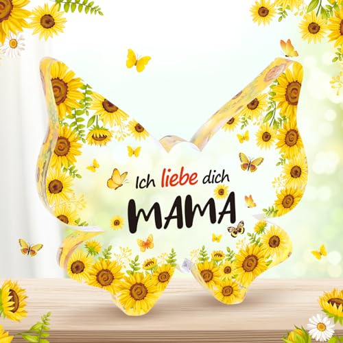 LOHAME Mama Geschenk Geburtstagsgeschenk für Mama Muttertag Geburtstag Geschenk Muttertagsgeschenk Acryl Schmetterling mit Spruch Ich Liebe Dich Mama Dankeschön Geschenke für Mutter von Tochter Sohn von LOHAME