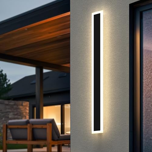 LOHAS-LED 2er-Pack lange Außenwandleuchte, wasserdicht IP65, 3 Farbtemperaturen, Aluminium, mattweißes Acryl, rostfrei, rechteckige schwarze Wandleuchten für den Garten, 100 cm LOHAS-LED 2er-Pack lange Außenwandleuchte, wasserdicht IP65, 3 Farbtemperaturen, Aluminium, mattweißes Acryl, rostfrei, rechteckige schwarze Wandleuchten für den Garten, 100 cm von LOHAS-LED