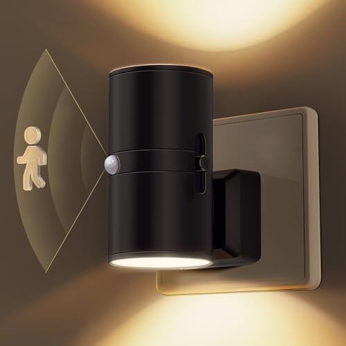 LOHAS-LED Nachtlicht mit Bewegungsmelder, 1 Stück, Nachtlicht Steckdose Warmweiß 3000K, Einstellbare Helligkeit 0-100LM, Dimmbares Nachtlicht Steckdose Innen für Flur Schlafzimmer Treppenaufgang von LOHAS-LED
