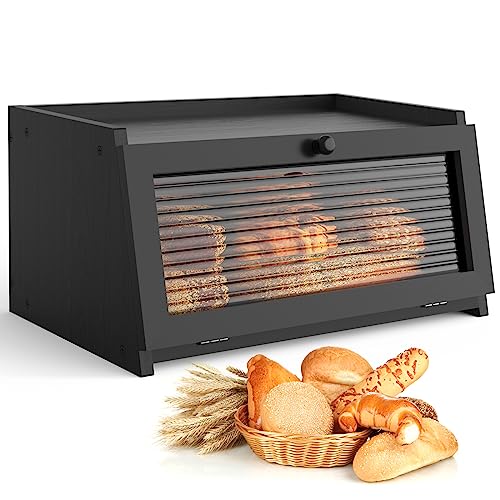 LOHASOK Brotbox für Küche Arbeitsplatte Große Brotbox Bauernhaus Brotbehälter Brotaufbewahrung mit Fenster Brothalter Schwarz LOHASOK Brotbox für Küche Arbeitsplatte Große Brotbox Bauernhaus Brotbehälter Brotaufbewahrung mit Fenster Brothalter Schwarz von LOHASOK