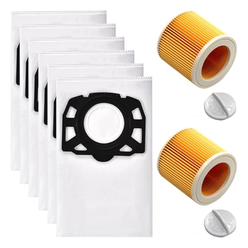 Staubbeutel Filter Zubehör Set für Kärcher SE4 SE 4 Plus Staubsauger KFI 3310 KFI 357 Waschsauger Ersatzteile (6 Beutel + 2 HEPA Filter) von LOHILL