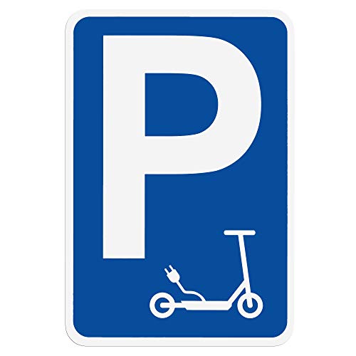 Magnetschild Parkplatz für E-Scooter | Schild magnetisch mit Elektro-Roller Piktogramm | Wetterfest - Geeignet für Innen/Außen (25 x 36 cm) von LOHOFOL
