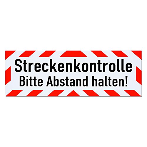 Magnetschild Streckenkontrolle Bitte Abstand halten! | Schild magnetisch | lieferbar in drei Größen (65 x 20 cm) von LOHOFOL