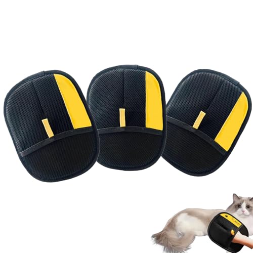 LOHOM Handschuh Tierhaare, Haustierhaar-Entfernungs-Handschuh, Pet Hair Remover Glove, Wiederverwendbare Antistatische Handschuhe Doppelseitige Fellpflegehandschuhe Für Katzen Und Hunde (3PCS) von LOHOM