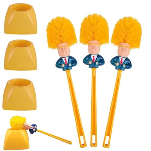Trump KlobüRste - Donald Trump KlobüRste Mit Halter, Langem Griff Wc BüRste,FüR Badezimmer Reinigung ToilettenbüRste, Die TäGliche Reinigung Geeignet - Lustiges Geschenk (3 PCS) von LOHOM