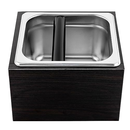 Coffee Knock Box,Edelstahl Abklopfbehälte Kaffeesatzbehälter Abfallbehälter Espresso Abschlagbehälter Maschinen Knock Box Barista Zubehör Siebträger Kaffeesatz mit Gummiring,18.5 * 17.5 * 12.5cm von LOIRIIC