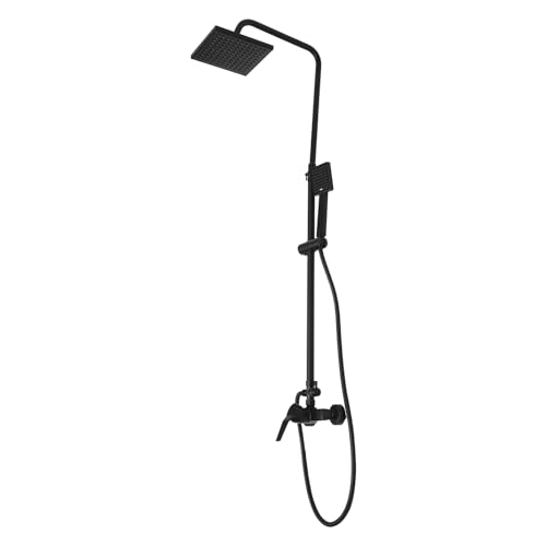 Duschsystem mit Thermostat, Zwei Wasserstrahlmodi Verstellbarer Regendusche, verstellbare Duschschiene und quadratischer Duschkopf, für Bäder, Duschen und Badewannen,Schwarz Duschsystem mit Thermostat, Zwei Wasserstrahlmodi Verstellbarer Regendusche, verstellbare Duschschiene und quadratischer Duschkopf, für Bäder, Duschen und Badewannen,Schwarz von LOIRIIC