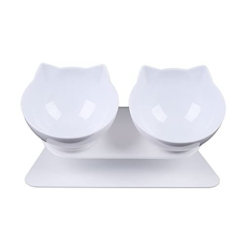 Futternäpfe Katzen Futter,Haustier Dual Fressnapf Katzennapf 15°Schräge Für kleine Schüssel,Doppelter Futternäpfe Katzenfutter Transparente Katzenfutterschale für Katze Welpe Futter und Wasser von LOIRIIC