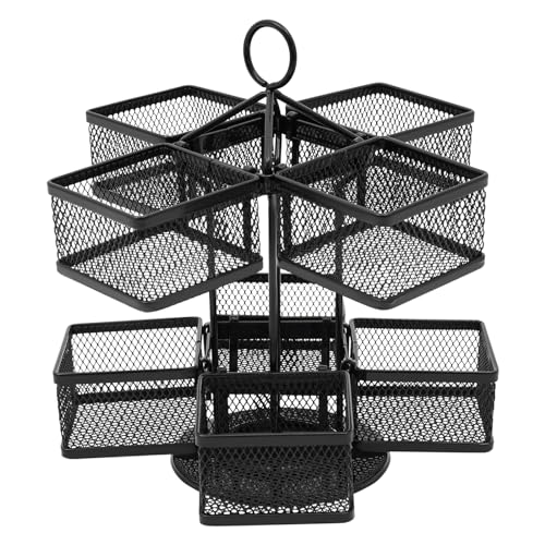 LOIRIIC 2 Etagen Drehbar Teebox Teebeutel Organizer Metall Teebeutelhalter Tee Aufbewahrung mit 8 Fächern Teebox 360˚ Drehbares Teebeutel Aufbewahrungsbox Abnehmbar Teekiste Schwarz von LOIRIIC