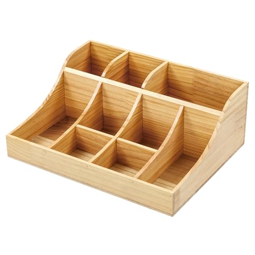 LOIRIIC 9 Fächer Holz Kaffee Gewürz Organizer Kaffee Organizer Gewürz Halter Organizer Küchengeschirr Besteck Organizer für Büro Home Küche und Bar (Holzfarbe) von LOIRIIC