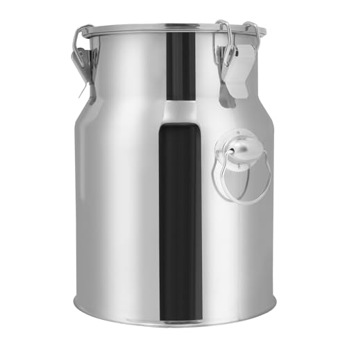 Milchkanne,Milchkanne Edelstahl mit Deckel,Transportbehälter Milchkrug,Transport Thermobehälter,Bauernhof Milchkännchen mit Tragegriffen,Flüssigkeiten wie Wasser, Honig (5L) von LOIRIIC