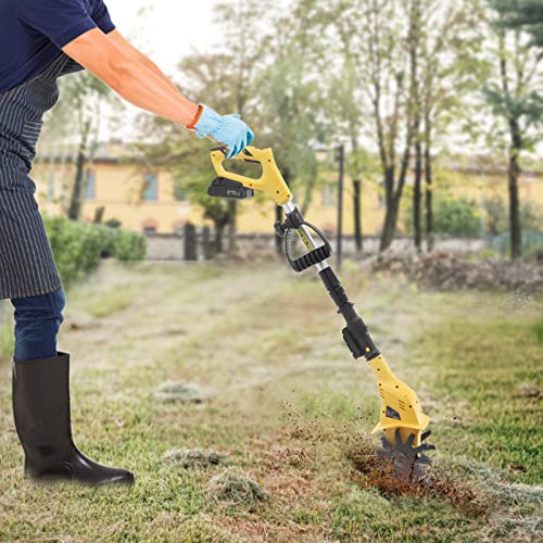 Mini Bodenfräse Bodenhacke Akku Bodenhacke Klein Bodenfräse Gartenfräse Elektro Kultivator Drahtlose Motorhacke mit Lithium-Batterie 20V. Arbeitsbreite: 10 cm. Arbeitstiefe: 17cm von LOIRIIC