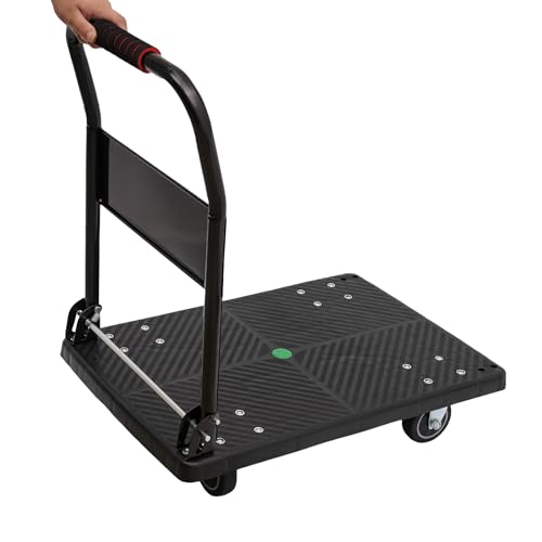 Plattformwagen klappbar | Transportwagen| Plattenwagen| Handwagen Klappwagen aus Stahl| Materialtransporter Transporthilfe mit Vollgummirädern Rollen- 2 Lenkrollen, 2 Bockrollen von LOIRIIC