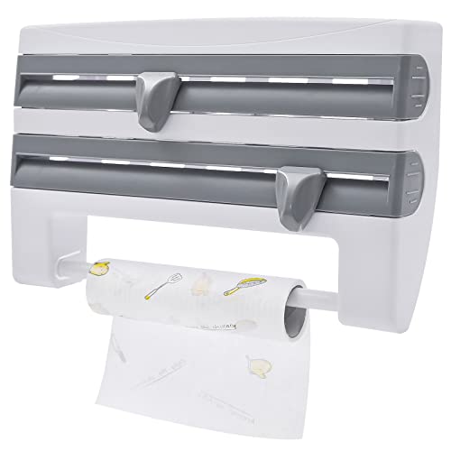 Wandrollenhalter mit Regal Küchenrollenhalter mit Folienschneider Papierrollenhalter für Küchenrolle Alufolie Frischhaltefolie Papierhandtuchhalter Halterung Küchenwerkzeug von LOIRIIC