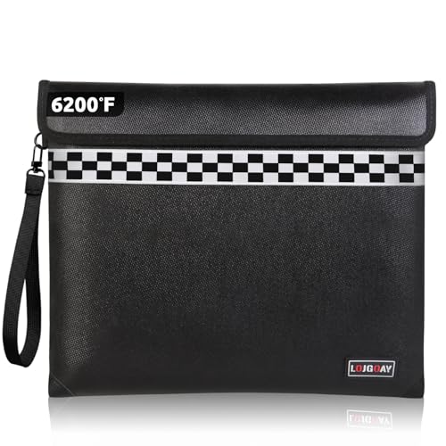 Verbesserte feuerfeste Dokumententasche – mit 2871 °C wärmeisoliert, 33 x 27,9 cm, feuerfeste Geldtasche für Bargeld, 8 Schichten Funktionsmaterialien, wasserfeste Tasche mit feuerfestem von LOJGOAY