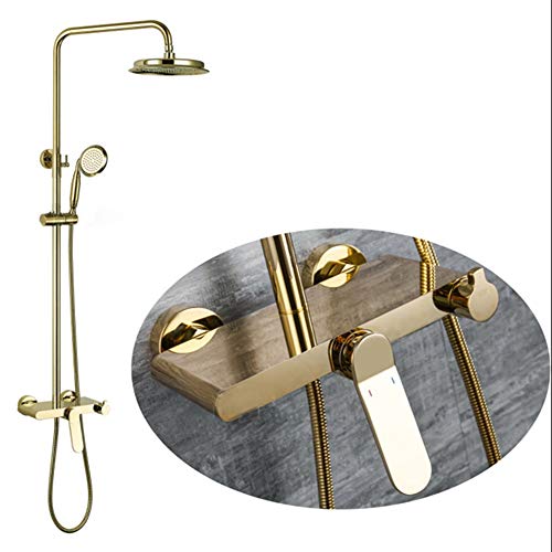 Golden Dusch Set Europäische und amerikanische Modelle und kaltes Wassermischventil Badezimmer Kupfer High-End-Duschhahn schön praktisch von LOKAXXZU