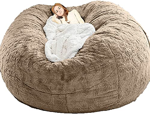 LOKAXXZU 7ft Bohnenbeutelstühle für Erwachsene, (kein Füllstoff) Langlebiger bequemer Stuhl PV Bohnenbeutel Sofas Faux Sofa Wohnzimmerbett große Bohnenbeutel Stühle für Erwachsene, Lightbrown von LOKAXXZU
